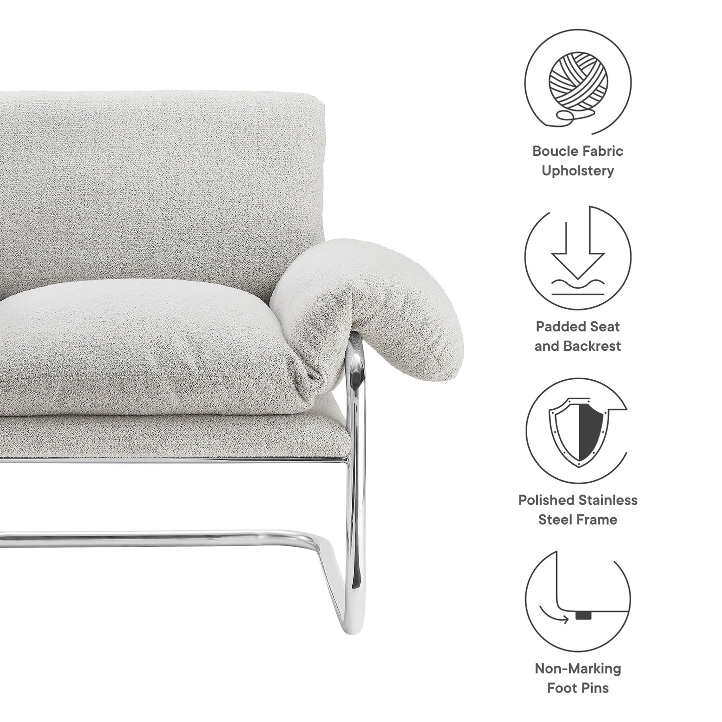 Ansel Boucle Fabric Accent Chair by Furniture For America