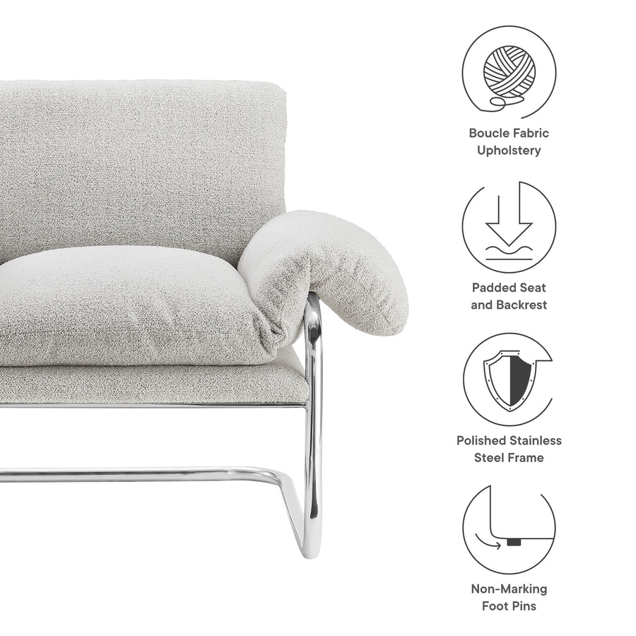 Eurus Boucle Fabric Accent Chair in Newsprint