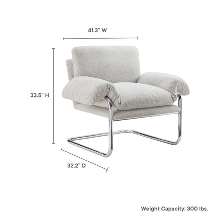 Ansel Boucle Fabric Accent Chair in Newsprint