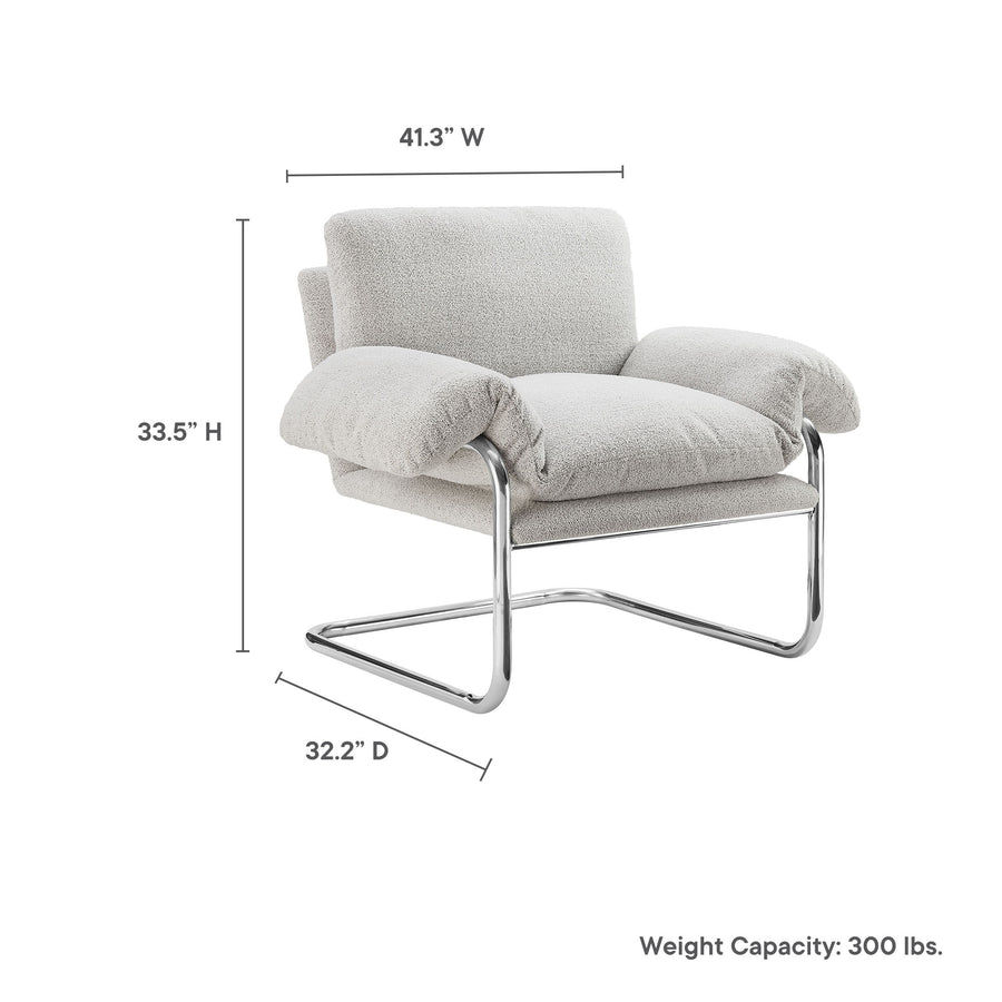 Eurus Boucle Fabric Accent Chair in Newsprint
