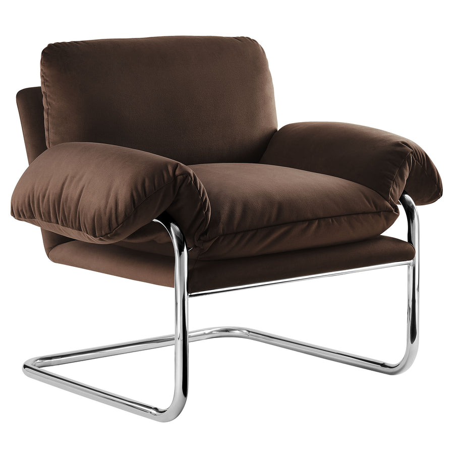 Eurus Performance Velvet Accent Chair in Chocolate Brown