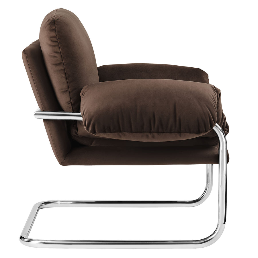 Eurus Performance Velvet Accent Chair in Chocolate Brown