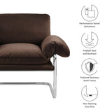 Eurus Performance Velvet Accent Chair in Chocolate Brown