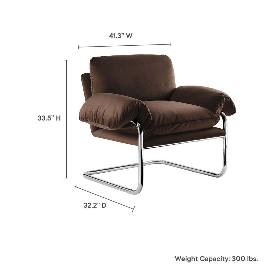 Eurus Performance Velvet Accent Chair in Chocolate Brown