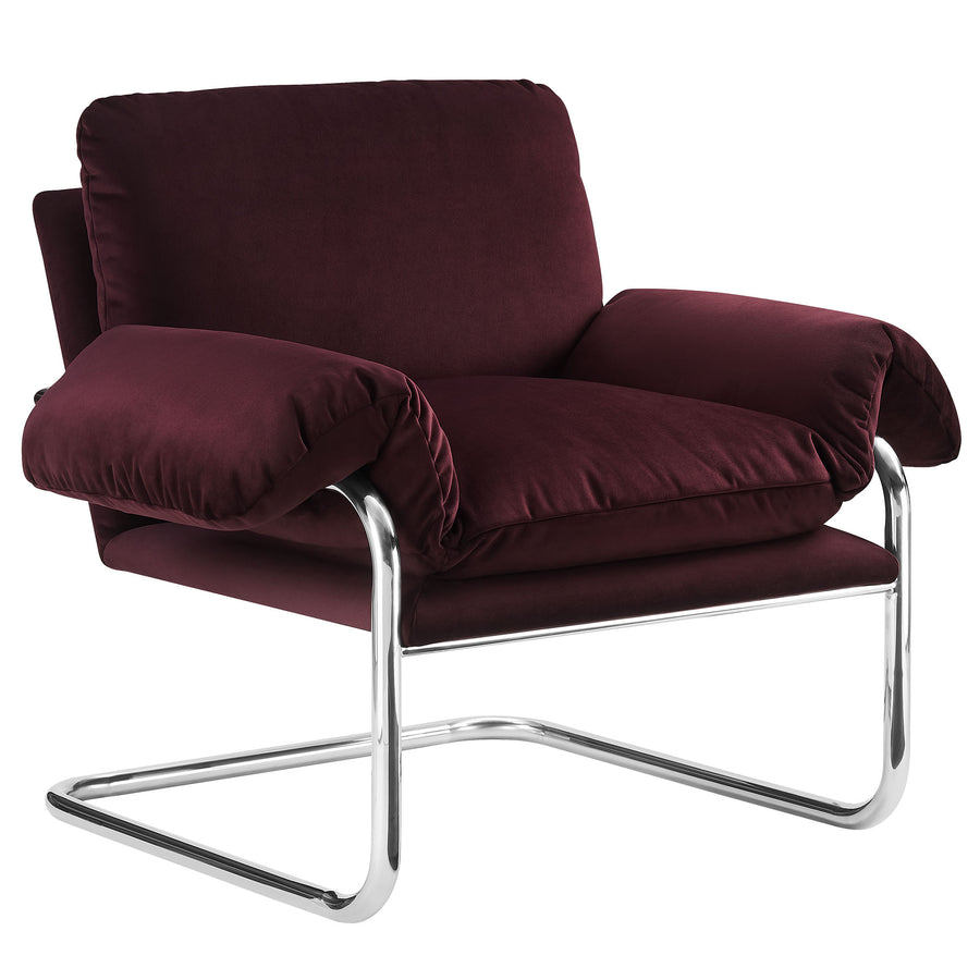 Eurus Performance Velvet Accent Chair in Mulberry