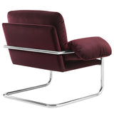 Eurus Performance Velvet Accent Chair in Mulberry