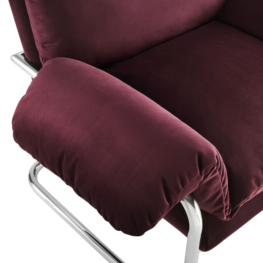 Eurus Performance Velvet Accent Chair in Mulberry