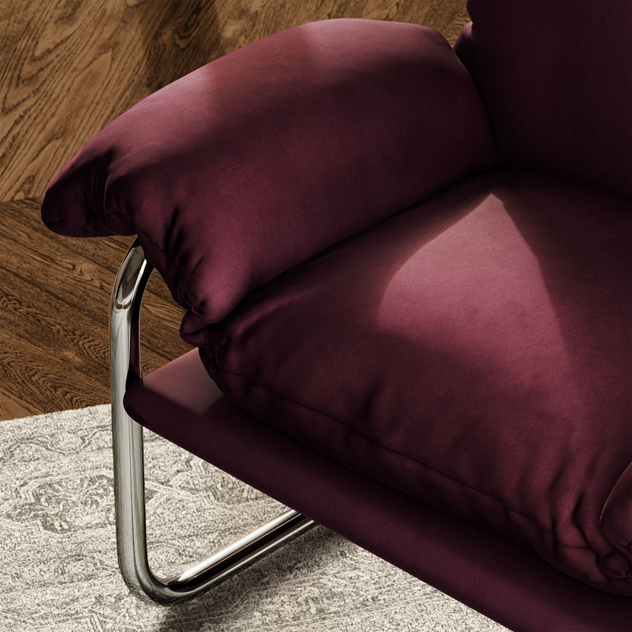Eurus Performance Velvet Accent Chair in Mulberry