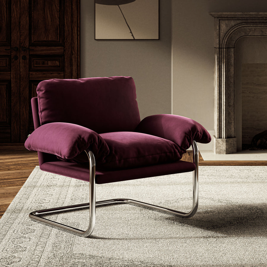 Eurus Performance Velvet Accent Chair in Mulberry