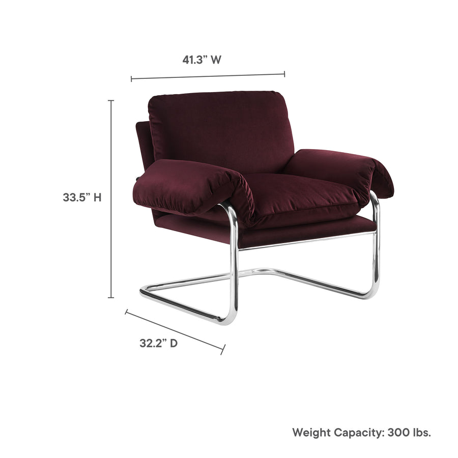 Eurus Performance Velvet Accent Chair in Mulberry