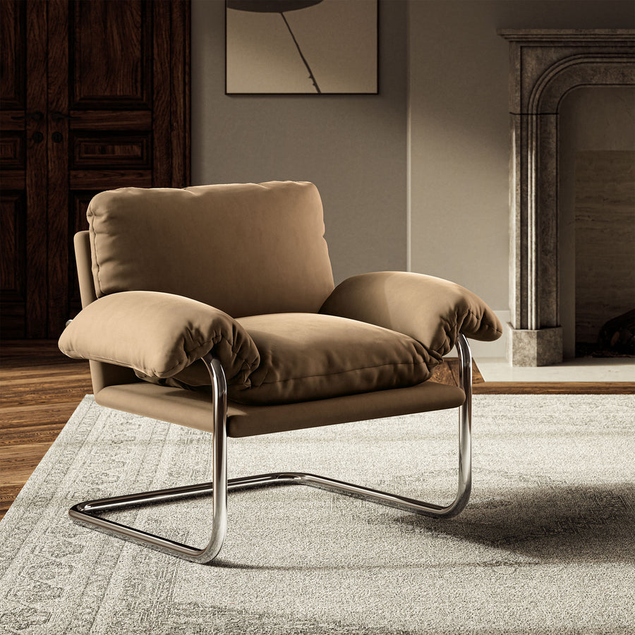 Eurus Performance Velvet Accent Chair in Taupe