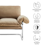 Eurus Performance Velvet Accent Chair in Taupe