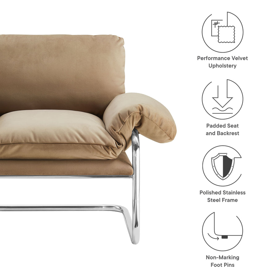 Eurus Performance Velvet Accent Chair in Taupe