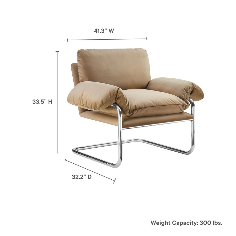 Eurus Performance Velvet Accent Chair in Taupe