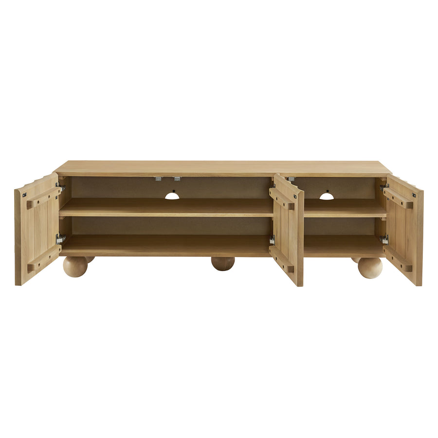Henna Scalloped 54" Wood TV Stand in Natural
