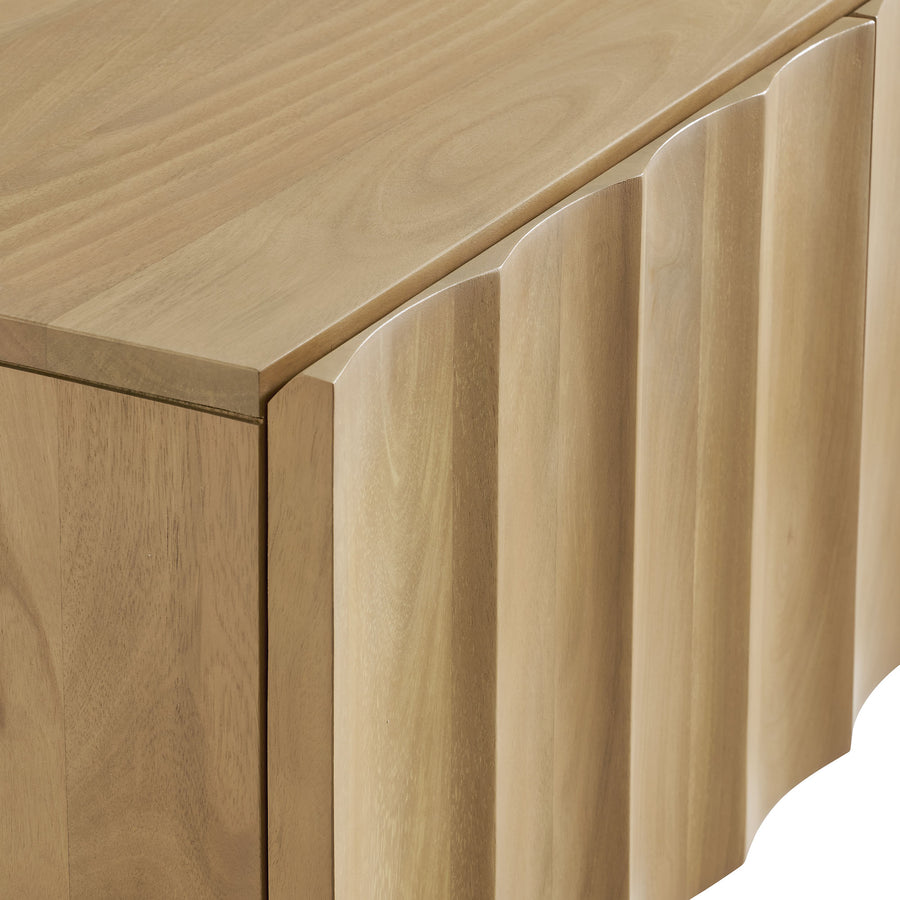 Henna Scalloped 54" Wood TV Stand in Natural