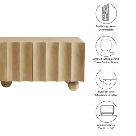 Sorren Scalloped 54" Wood TV Stand in Natural