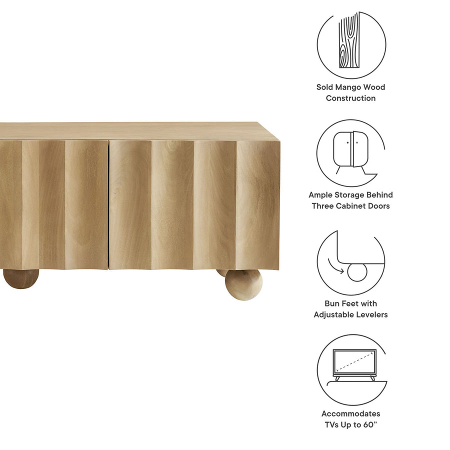 Henna Scalloped 54" Wood TV Stand in Natural