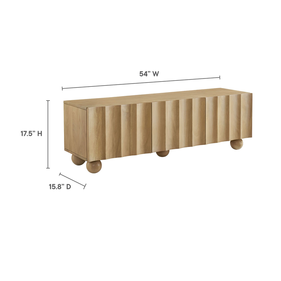 Henna Scalloped 54" Wood TV Stand in Natural
