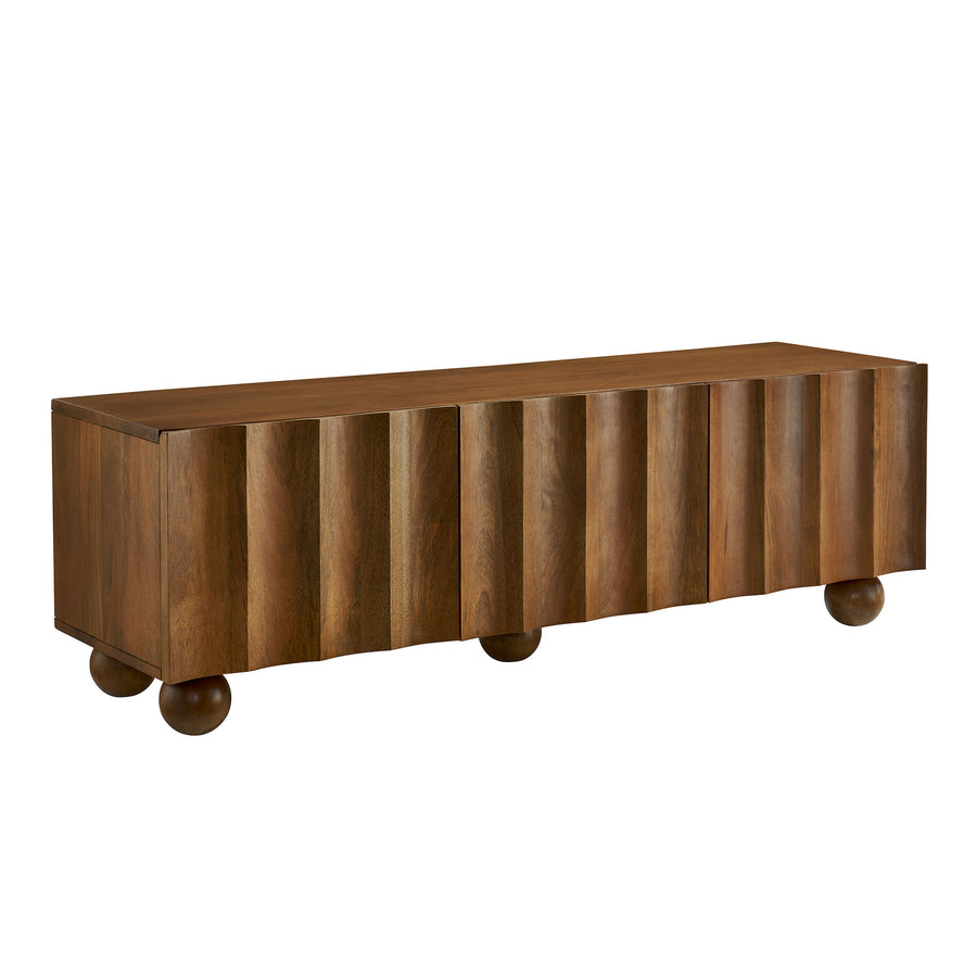 Henna Scalloped 54" Wood TV Stand in Walnut