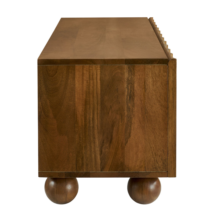 Henna Scalloped 54" Wood TV Stand in Walnut
