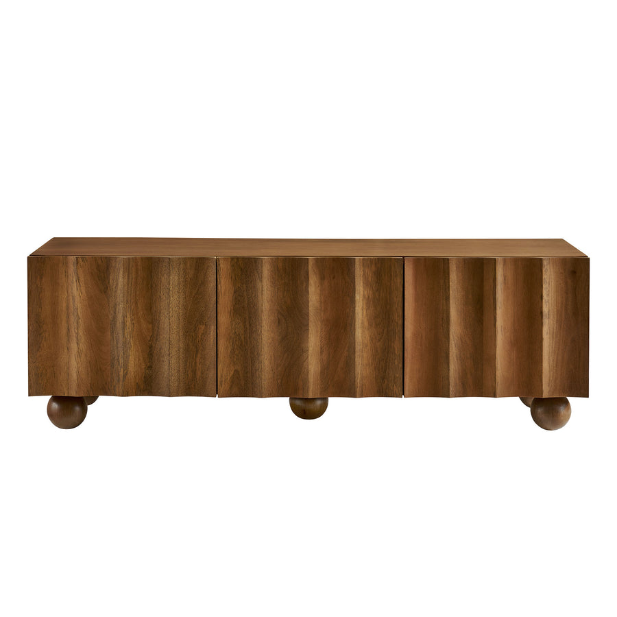 Henna Scalloped 54" Wood TV Stand in Walnut