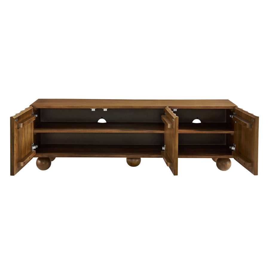 Henna Scalloped 54" Wood TV Stand in Walnut