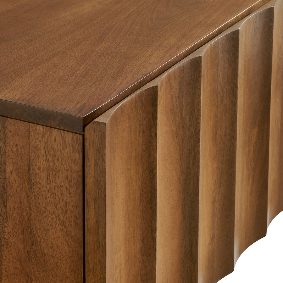 Henna Scalloped 54" Wood TV Stand in Walnut