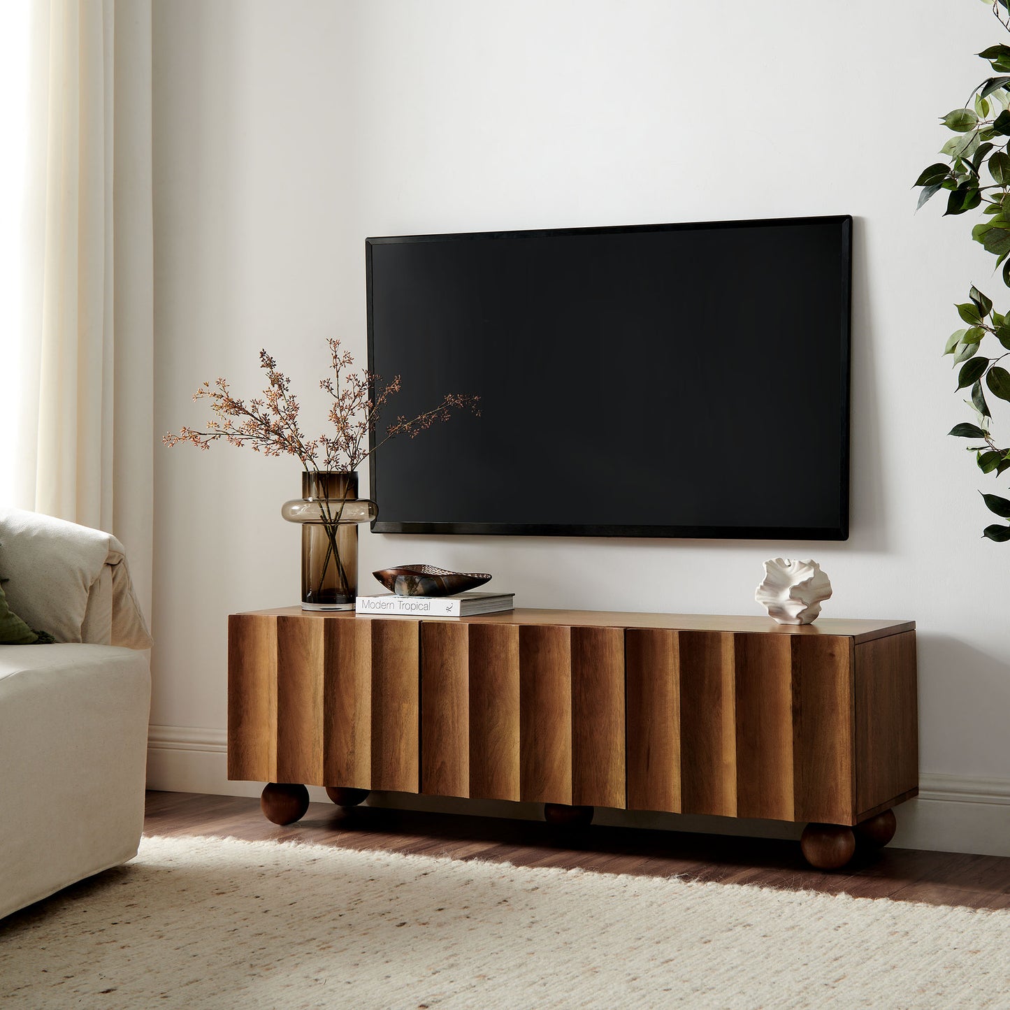 Sorren Scalloped 54" Wood TV Stand by Furniture For America