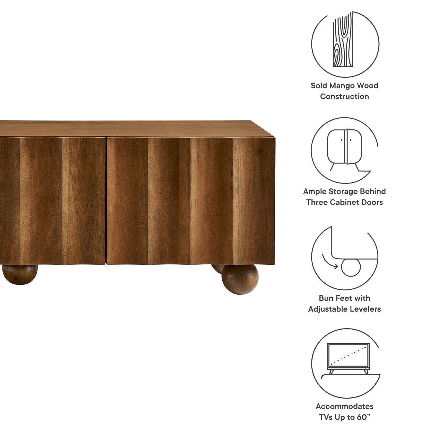 Sorren Scalloped 54" Wood TV Stand by Furniture For America