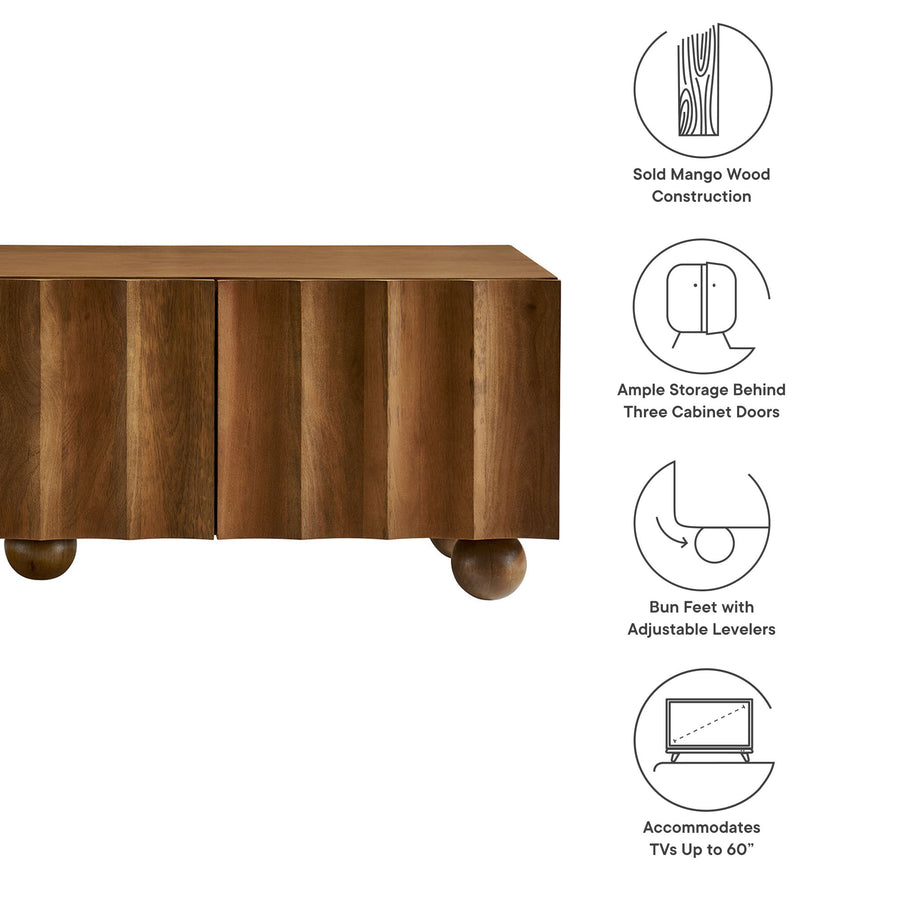 Henna Scalloped 54" Wood TV Stand in Walnut
