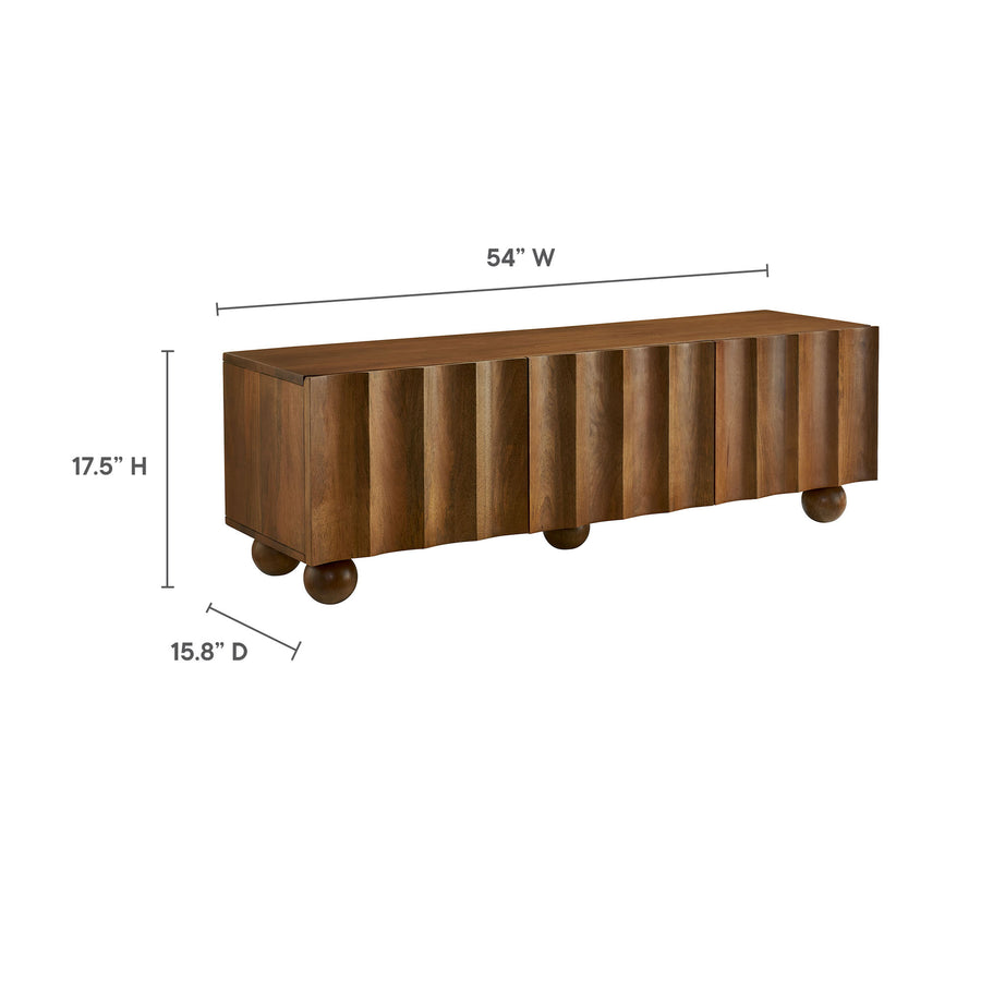 Henna Scalloped 54" Wood TV Stand in Walnut