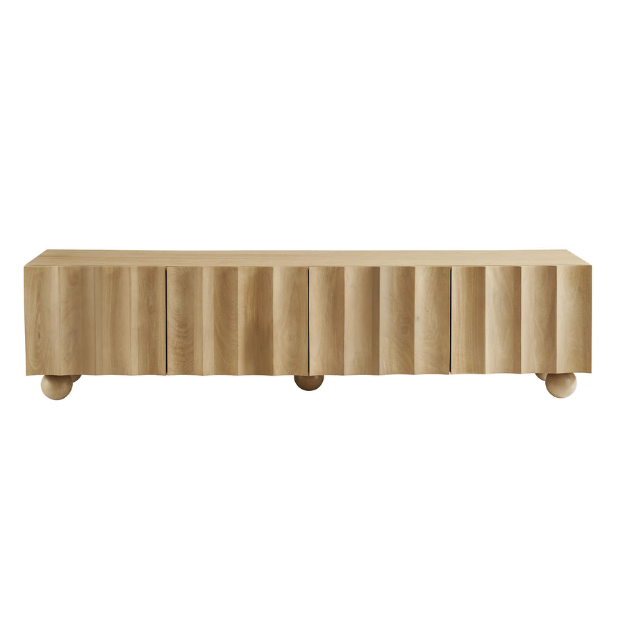 Henna Scalloped 71" Wood TV Stand in Natural