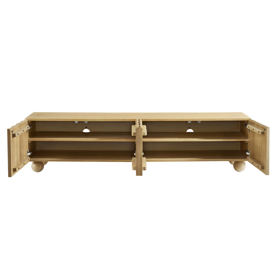 Henna Scalloped 71" Wood TV Stand in Natural