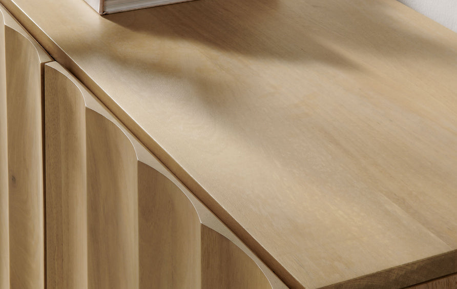 Henna Scalloped 71" Wood TV Stand in Natural