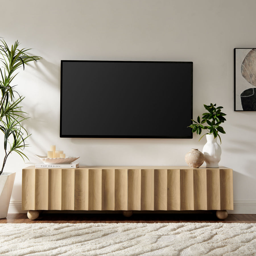 Henna Scalloped 71" Wood TV Stand in Natural