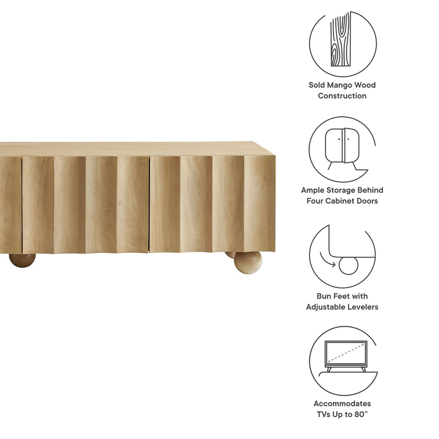 Henna Scalloped 71" Wood TV Stand in Natural