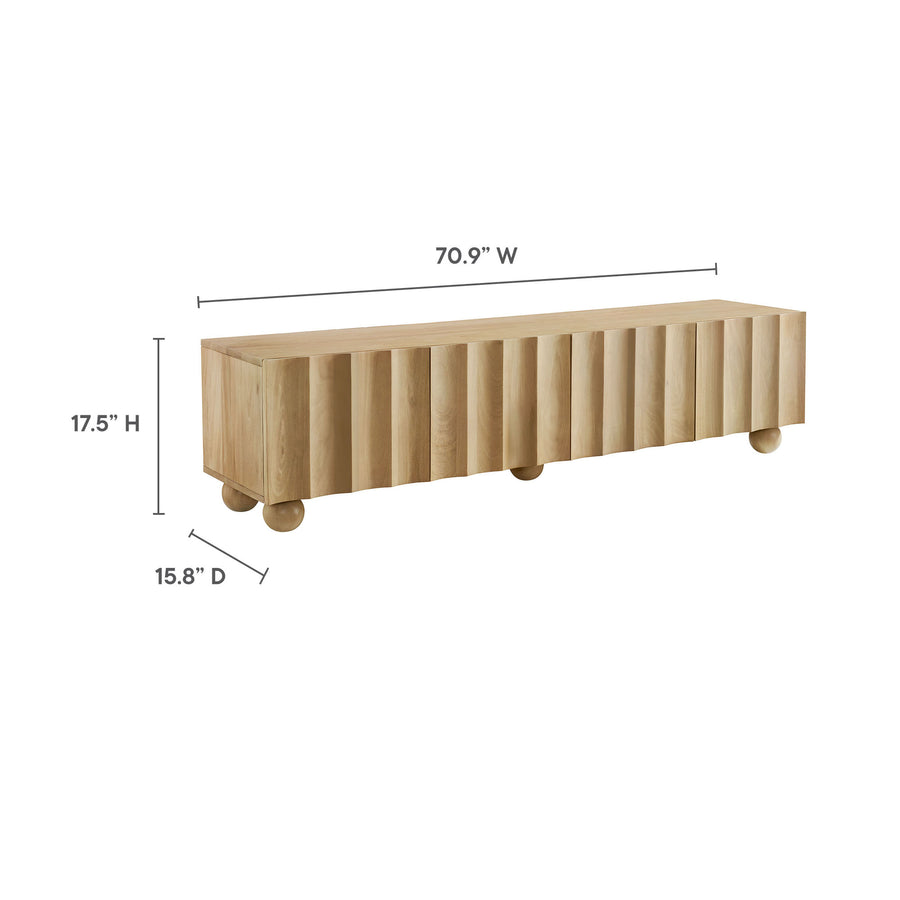 Henna Scalloped 71" Wood TV Stand in Natural