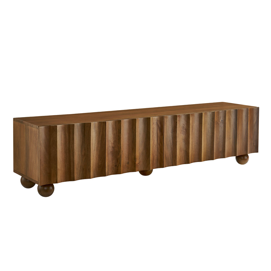 Henna Scalloped 71" Wood TV Stand in Walnut