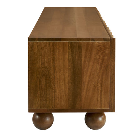 Sorren Scalloped 71" Wood TV Stand in Walnut