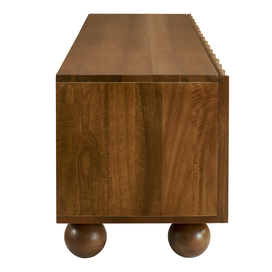 Henna Scalloped 71" Wood TV Stand in Walnut