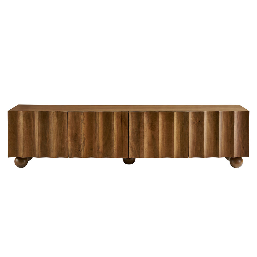 Henna Scalloped 71" Wood TV Stand in Walnut