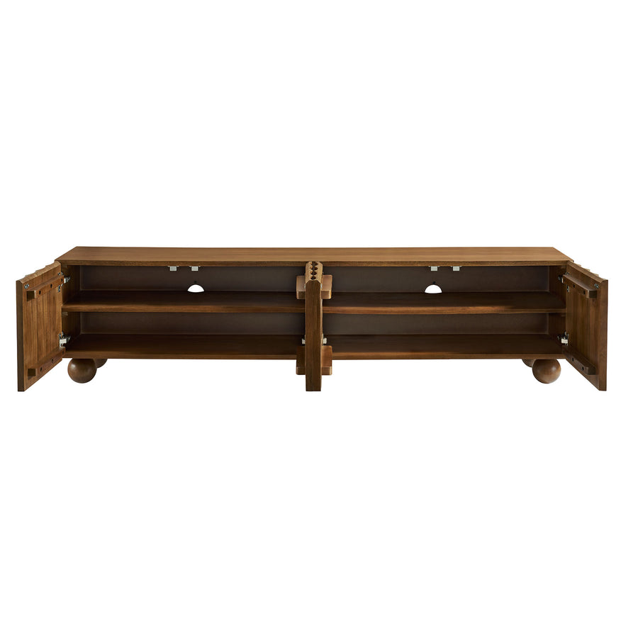 Henna Scalloped 71" Wood TV Stand in Walnut