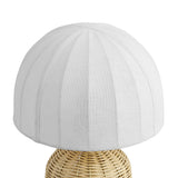 Roundstone Rattan Table Lamp With Dome Shade in White Natural