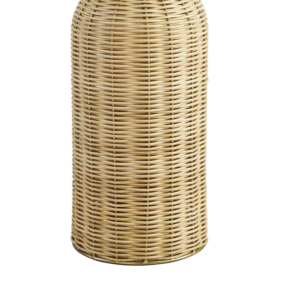 Roundstone Rattan Table Lamp With Dome Shade in White Natural