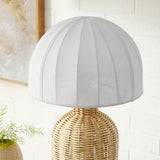 Roundstone Rattan Table Lamp With Dome Shade in White Natural