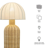 Roundstone Rattan Table Lamp With Dome Shade in White Natural