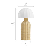 Roundstone Rattan Table Lamp With Dome Shade in White Natural