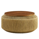 Jago Seagrass and Wood Coffee Table in Walnut Natural