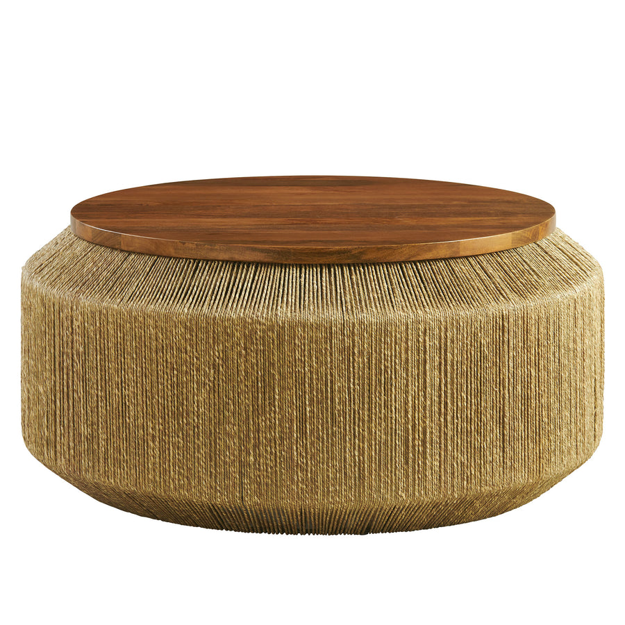 Jago Seagrass and Wood Coffee Table in Walnut Natural
